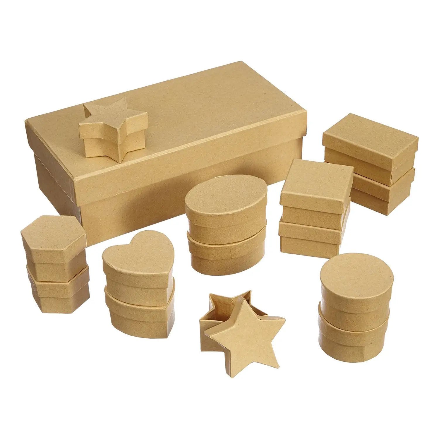 Scatole In Cartone Assortite - 14 pezzi - Sughero e cartapesta