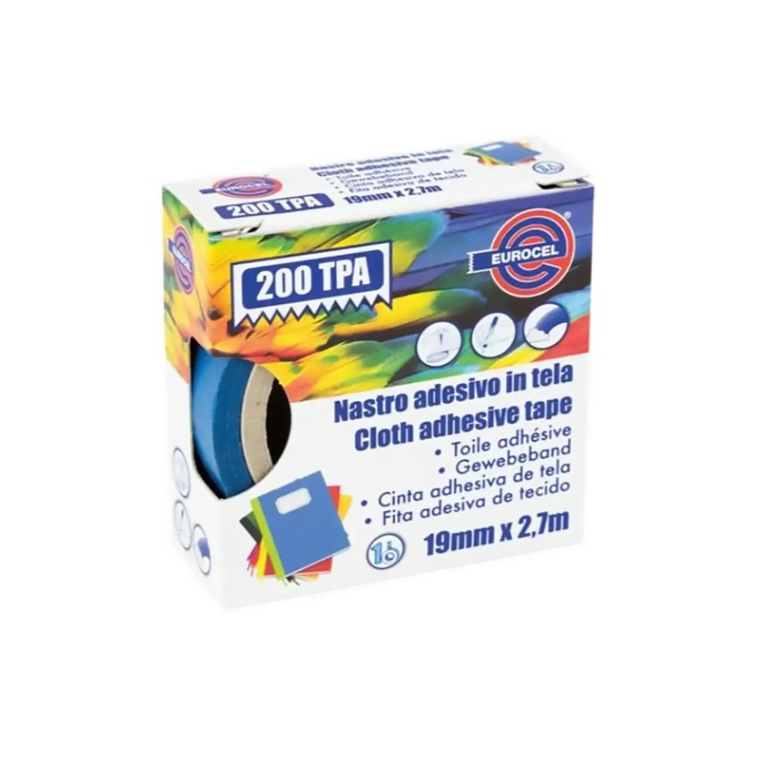 Nastro Telato Adesivo Blu 19 mm x 2,7 m – Nastro Telato Resistente, Impermeabile e Anti-Strappo - Nastri adesivi e colle