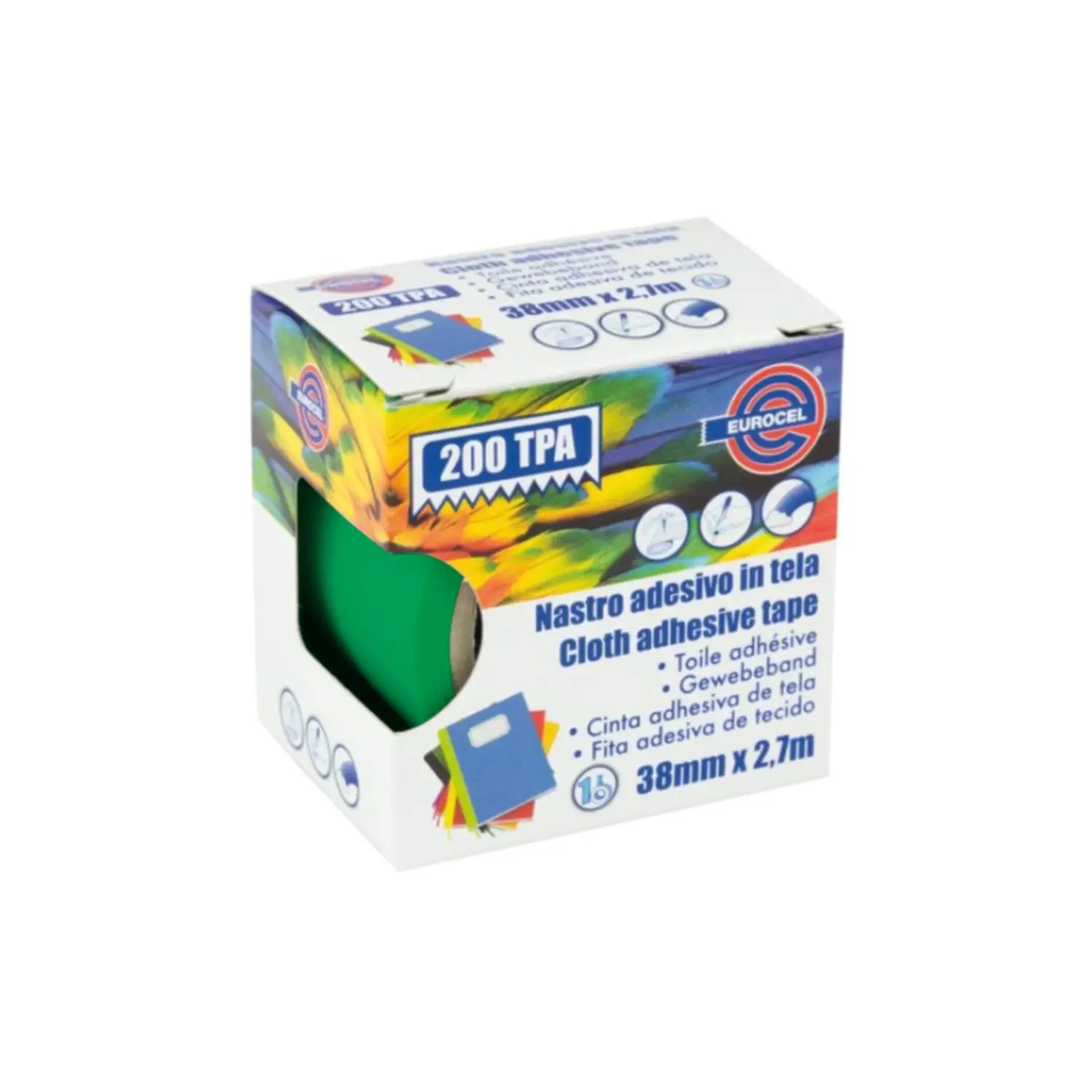 Nastro Telato Adesivo Verde 38 mm x 2,75 m – Nastro Telato Resistente - Nastri adesivi e colle