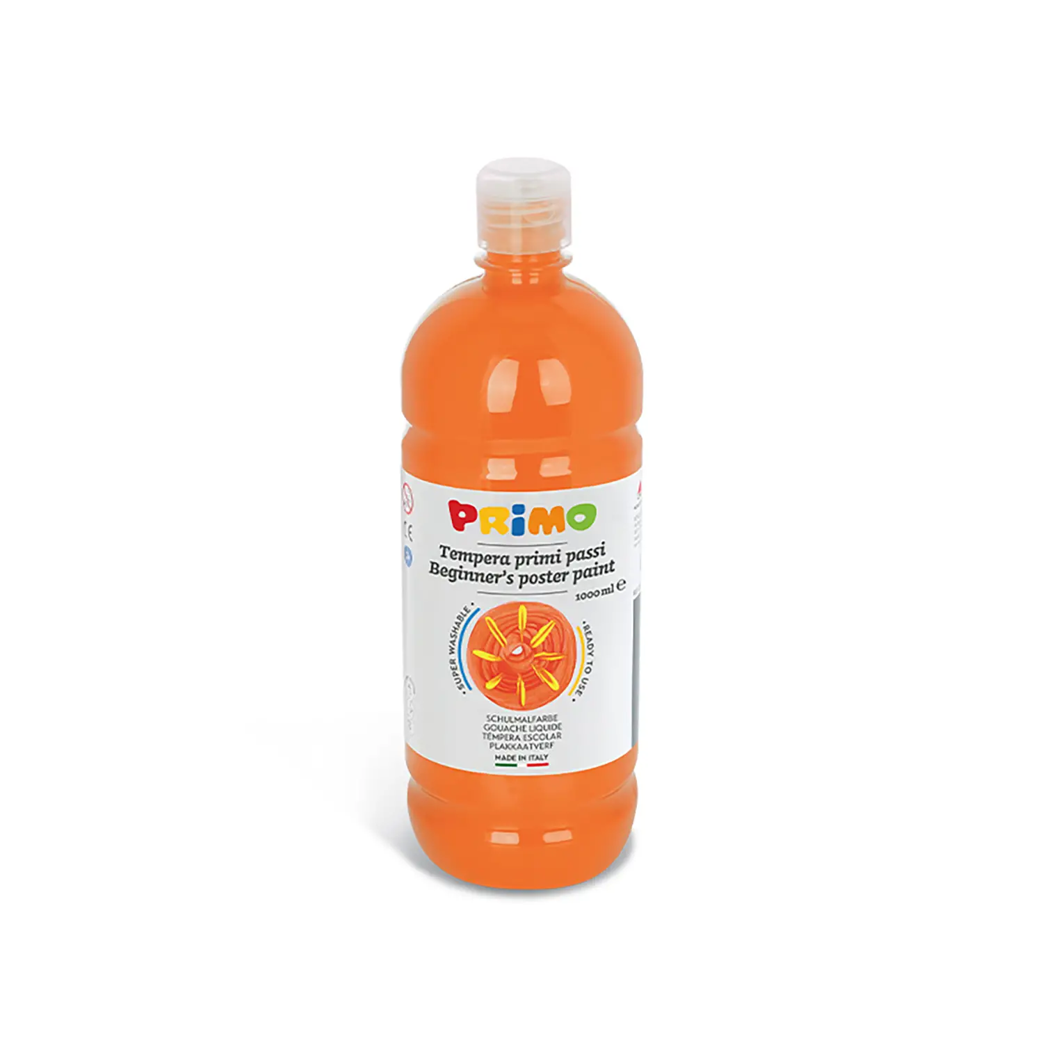 Tempera Pronta Primo Primi Passi Arancio 1000 ml – Colore a Tempera Superlavabile - Tempere