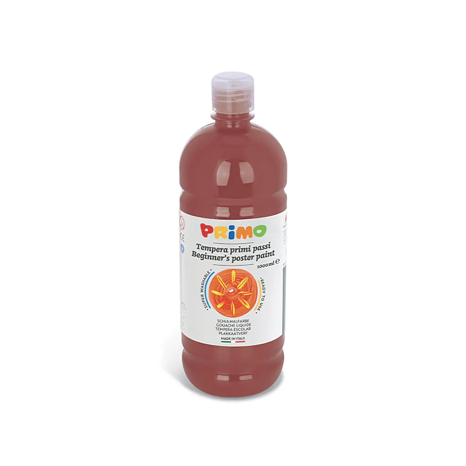 Tempera Pronta Primo Primi Passi Marrone 1000 ml – Colore a Tempera Superlavabile - Tempere