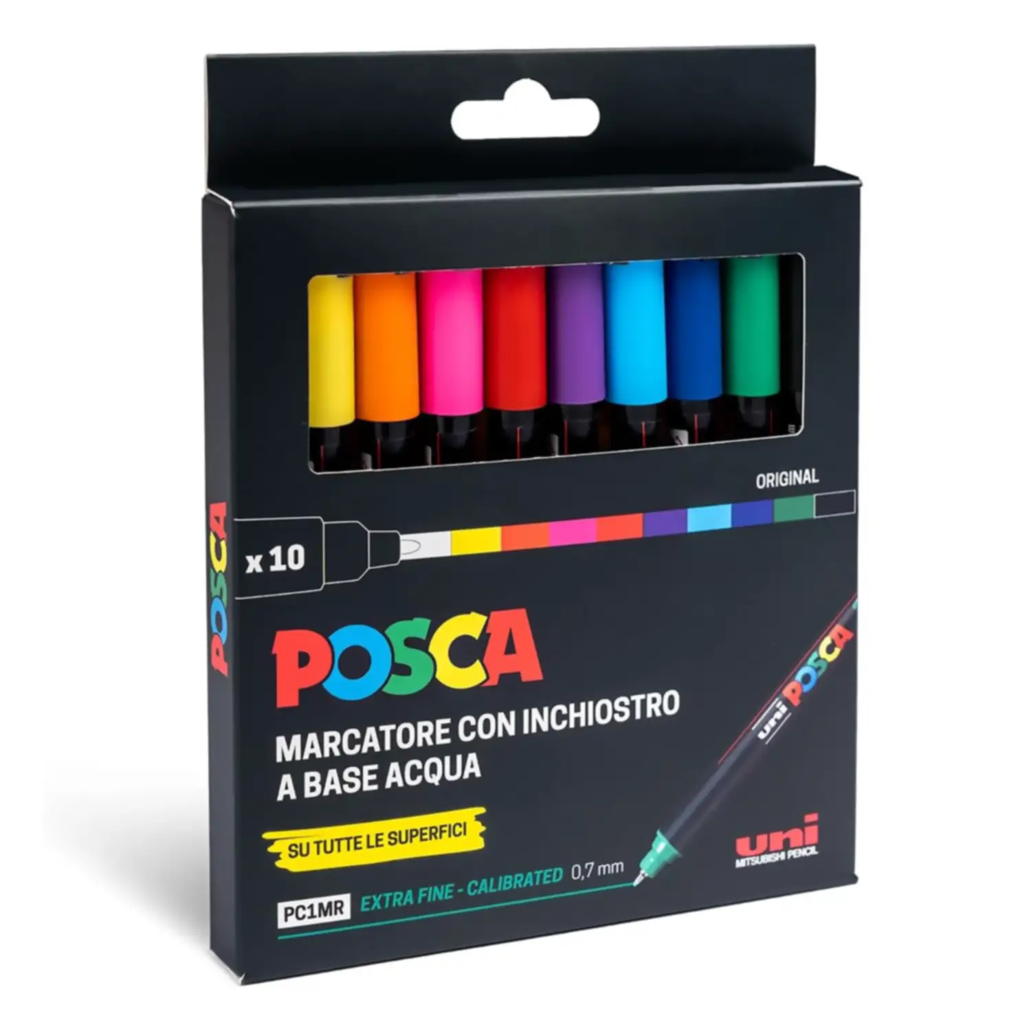 Pennarelli Uni Posca Extrafine - Punta Fine 0,7 mm - Set 10 Colori - Pennarelli