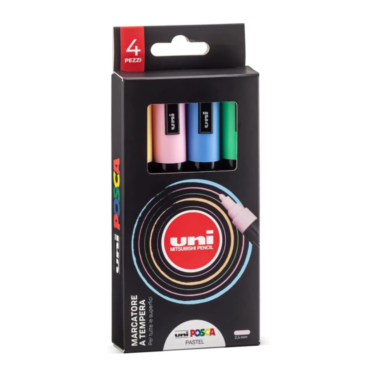 Pennarelli Uni Posca Punta Media 1,8-2,5 mm – Astuccio 4 Colori Pastello - Pennarelli