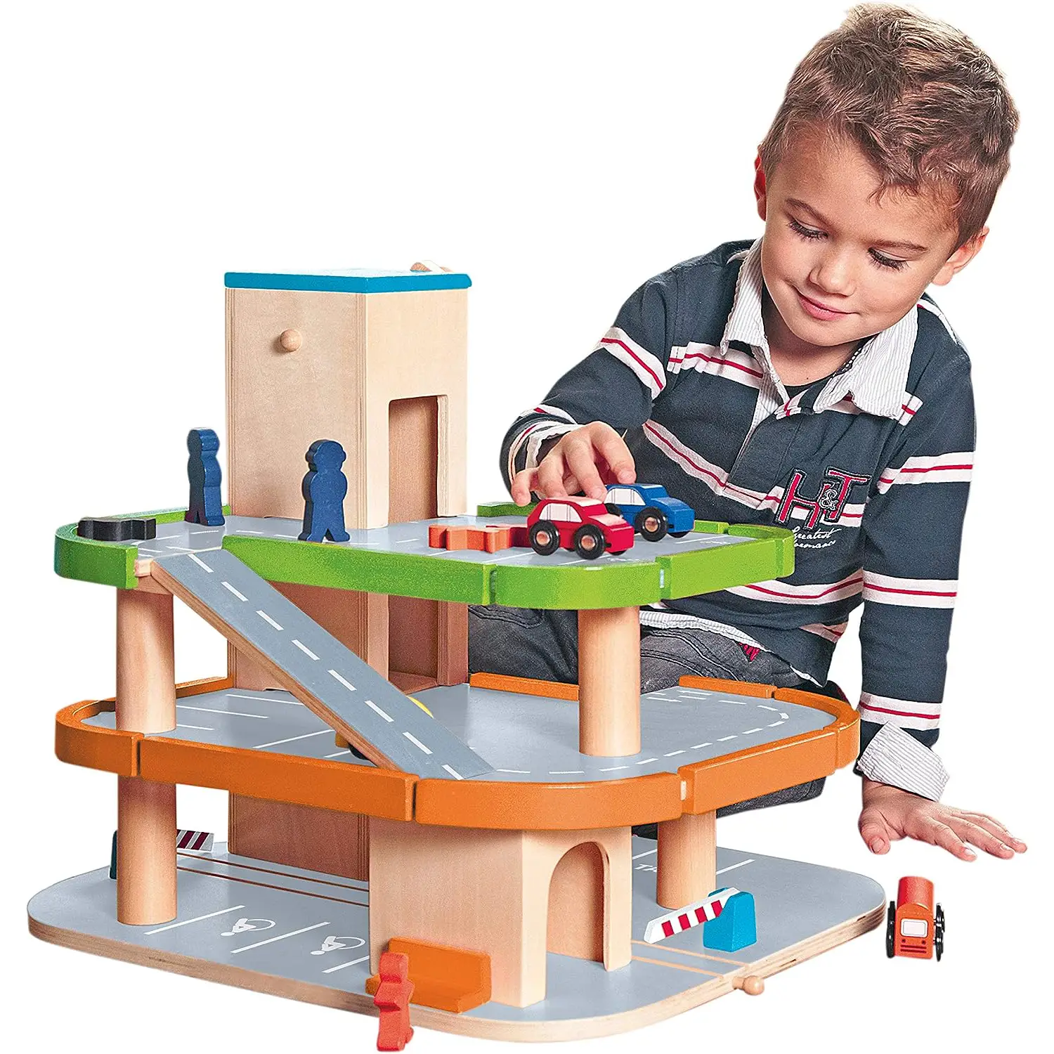 Grande Garage Multilivello con Montacarichi, in Legno con Accessori - Veicoli, garage e piste