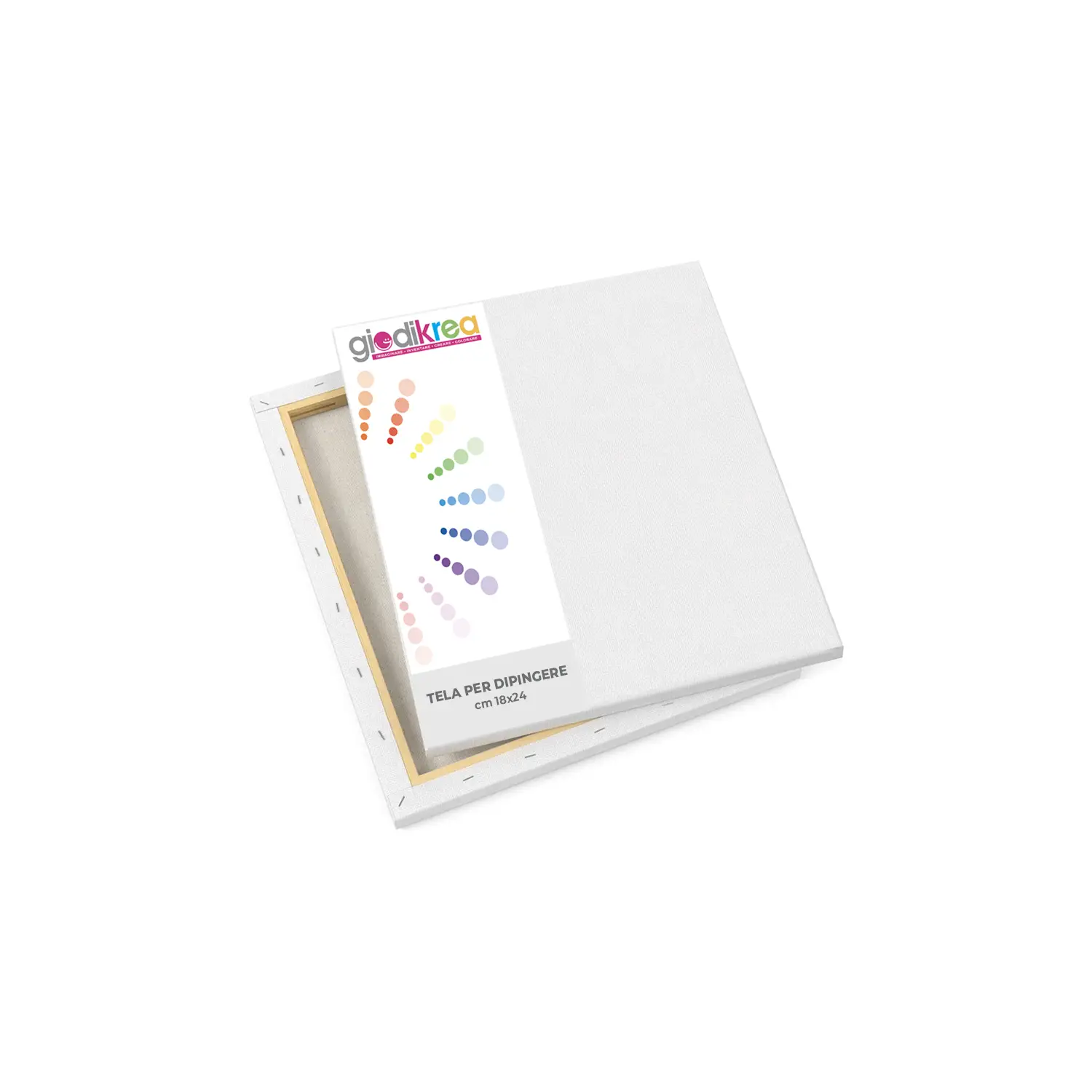 Tela per Dipingere in Cotone con Telaio in Legno - 18x24 cm - Tempere