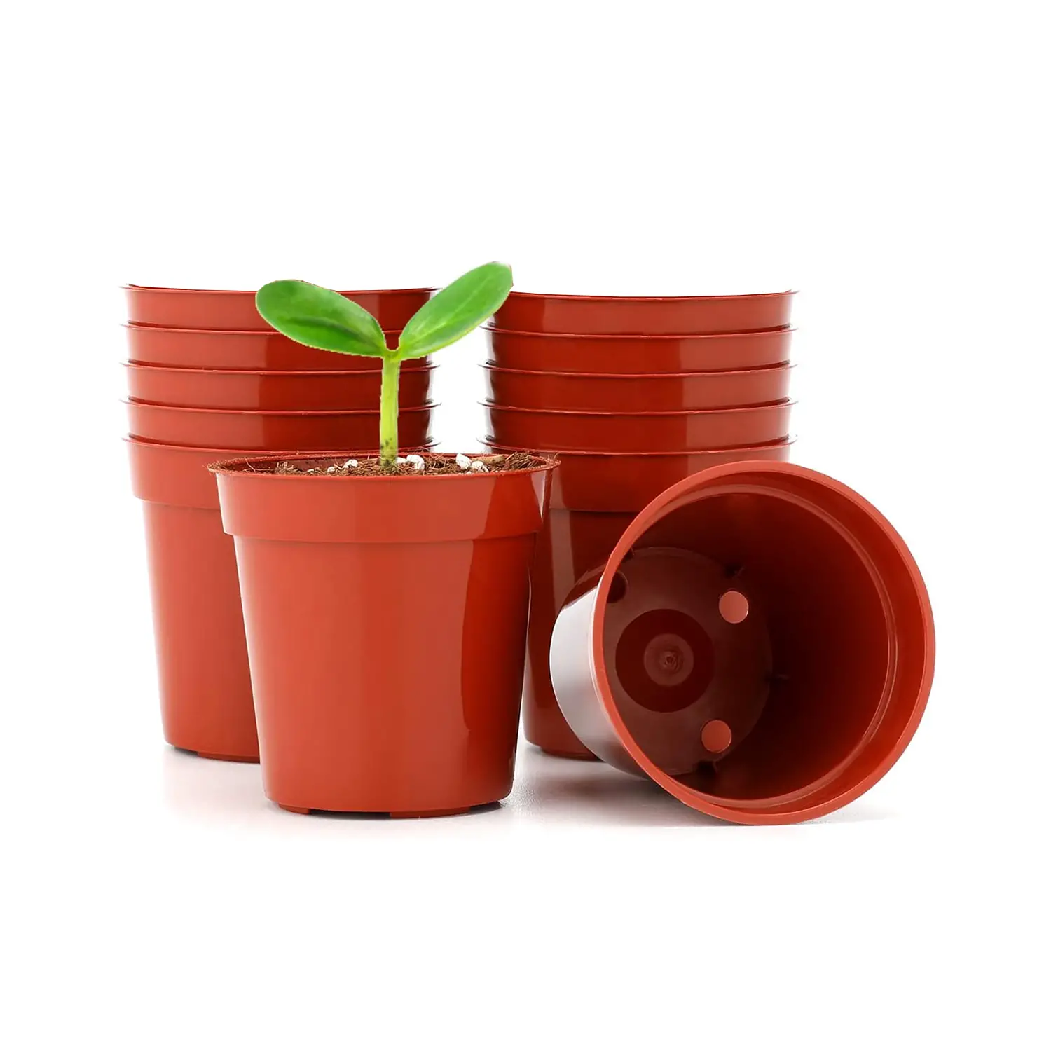 Vasetti in Plastica Color Terracotta – Mm 40x36 - Set da 12 - Cellulosa Plastica Polistirolo