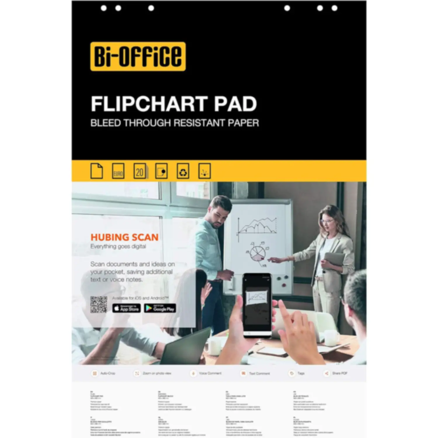 Blocco Carta Forata per Cavalletti – 20 Fogli Bianchi - Formato 65x95 cm - Lavagnette e carrelli