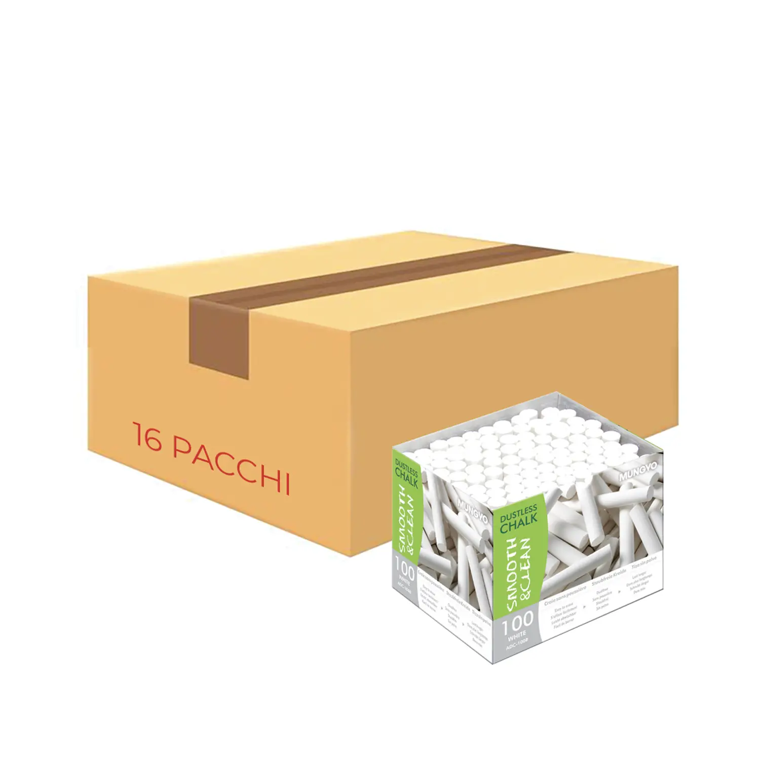 Gessi Bianchi Antipolvere – 1600 Pezzi, Bianchi (16 scatole da 100 Gessi) - Gessi e accessori per lavagne