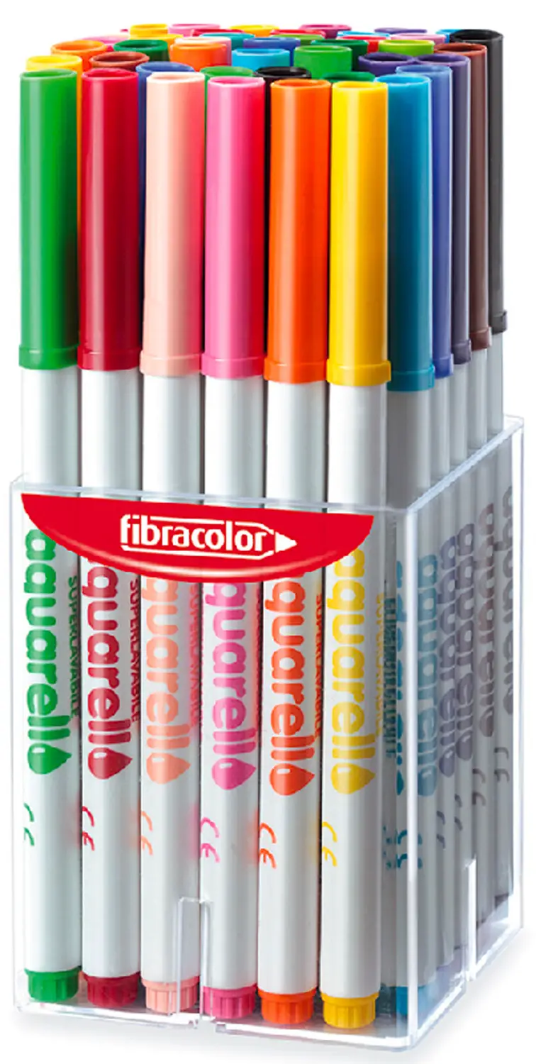 Pennarelli Aquarello Fibracolor Barattolo 36 Colori - Pennarelli