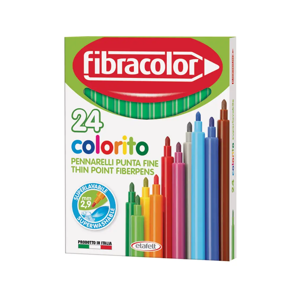 Fibracolor Colorito Fine Pennarelli – Set 24 Pennarelli - Verde - Pennarelli