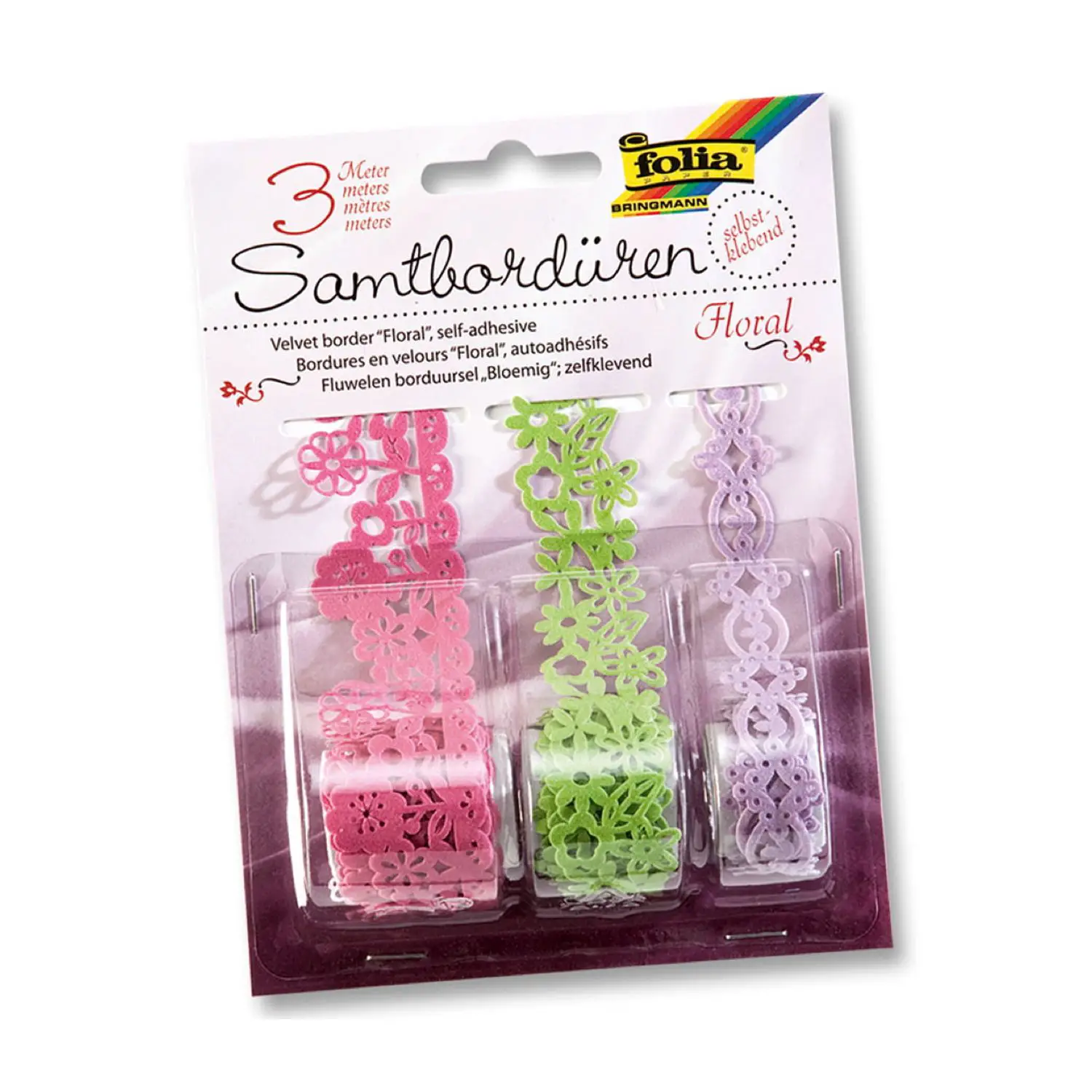 Nastri in Feltro Adesivo con Decori Primavera – Set 3 Rotoli da 1 Metro - Rafia, nastri e cordoncini