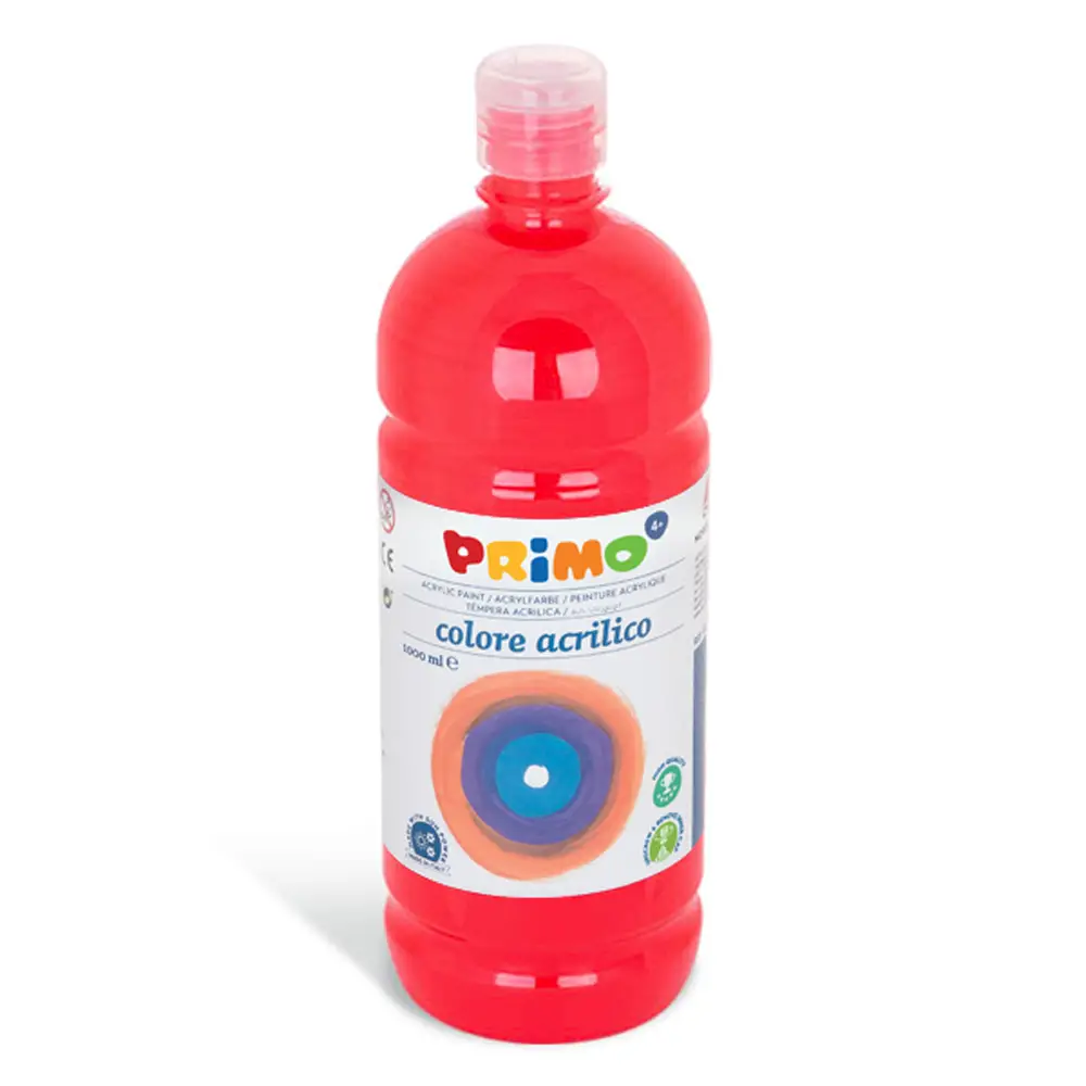 Tempera Acrilica Primo Rosso Vermiglio 1000 ml – Colore Acrilico ad Acqua - Tempere