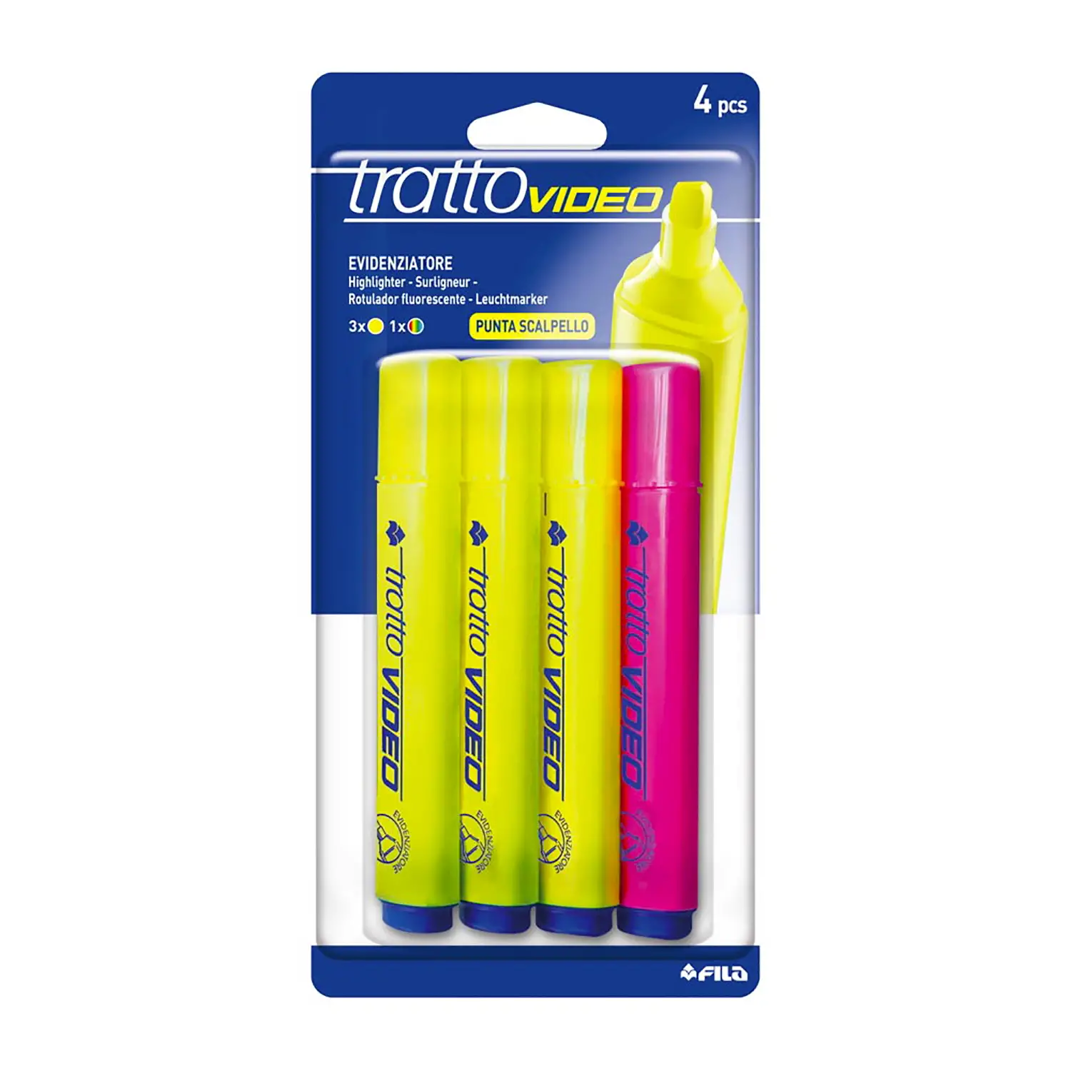 Evidenziatori Tratto Video – Blister 4 Pezzi Assortiti - Pennarelli