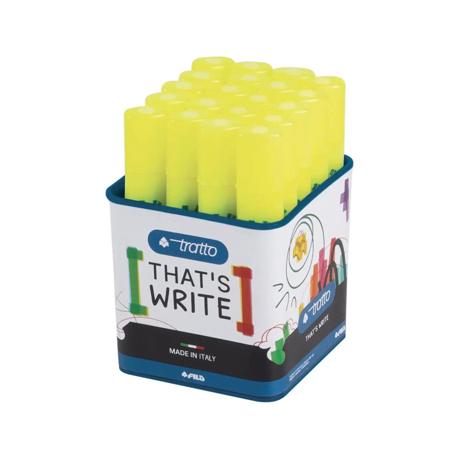 Evidenziatori Tratto Video FILA – Barattolo 20 Pezzi Colore Giallo - penne pennarelli ufficio