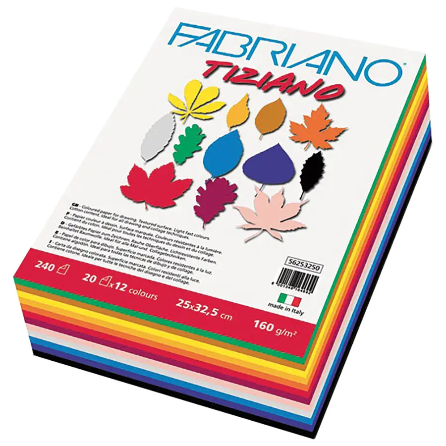 Cartoncini Fabriano Tiziano Maxipack – 12 Colori, 240 Fogli - Carta e cartoncino