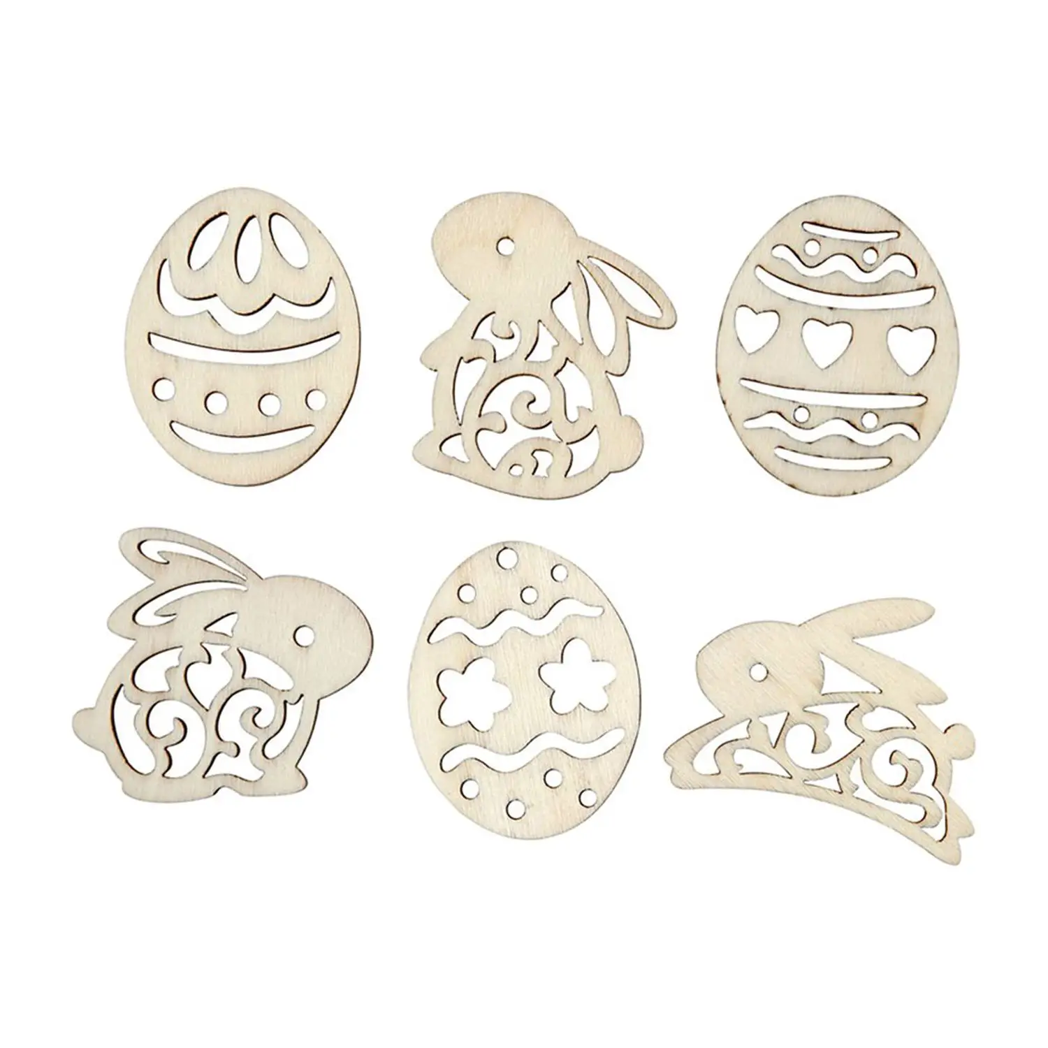 Decori Pasquali in Legno – 40 mm - 24 Pezzi - Soggetti in legno