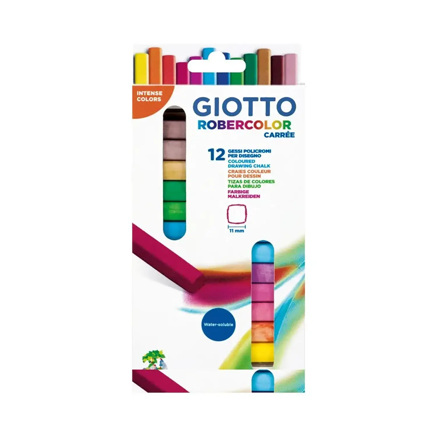 Gessi Policromi Giotto Robercolor Carrée – Set da 12 Colori Intensi - Gessi e accessori per lavagne