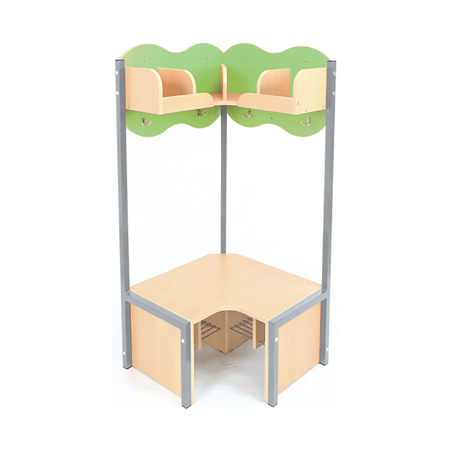 Panca Spogliatoio Moba Angolare Verde – Funzionale e Colorata per la Scuola dell’Infanzia - Accoglienza