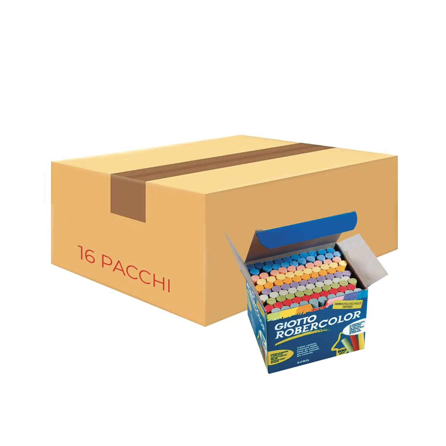 Gessetti Tondi Giotto Non Polverosi – 1600 Pezzi, 10 Colori Assortiti (16 scatole da 100 Gessi) - Gessi e accessori per lavagne