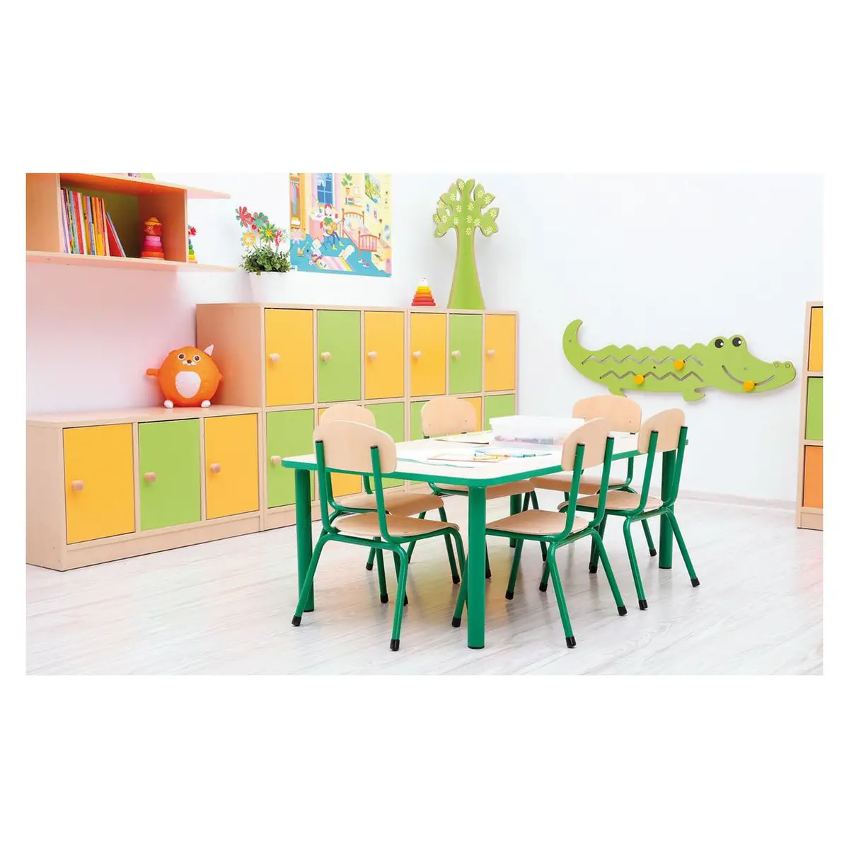 Tavolo Per La Scuola Dell' Infanzia Bambino Rettangolare Mis.2 Verde - Cattedre e tavoli lavoro