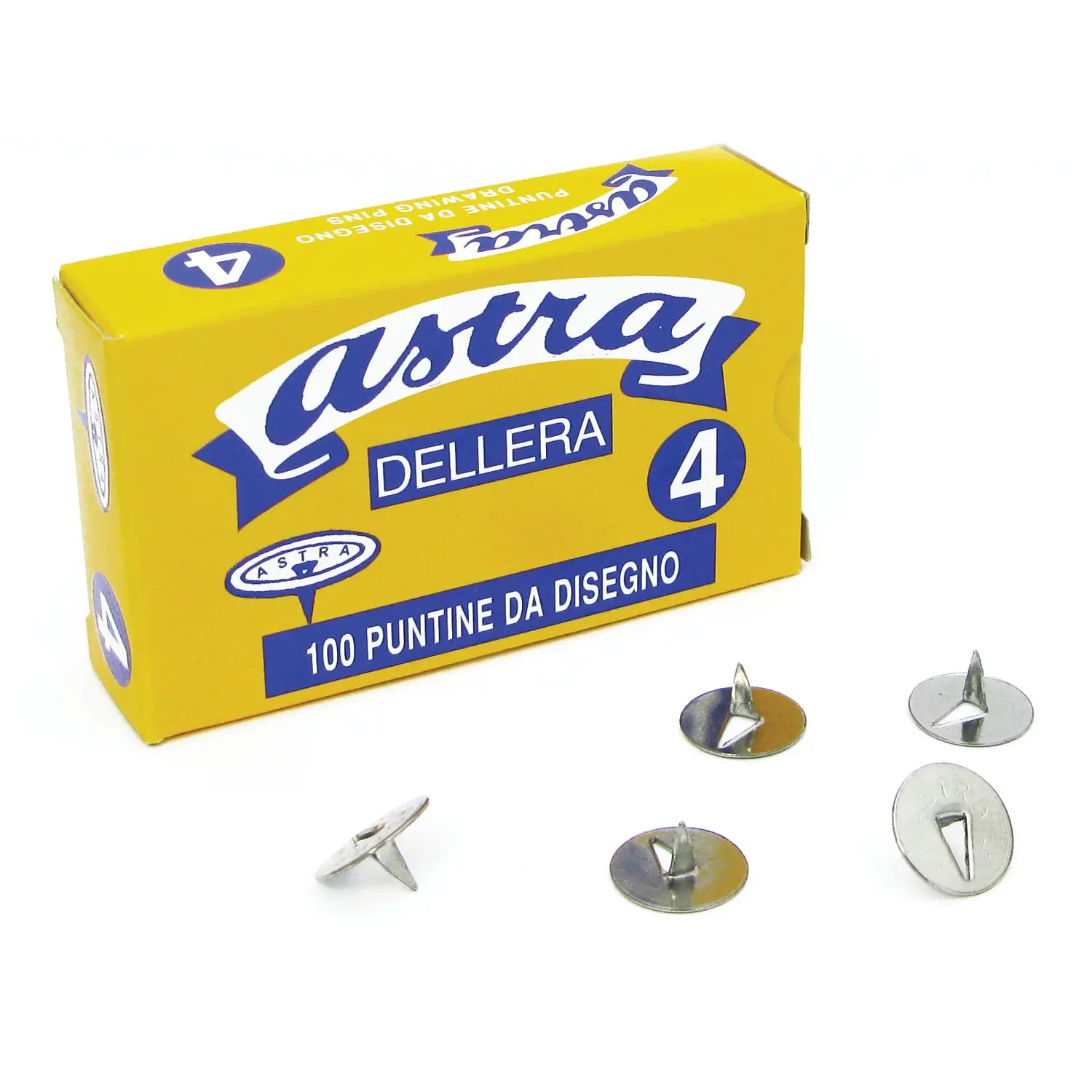 Puntine da Disegno n. 4 – 100 Pezzi in Acciaio Nichelato con Testa da 13 mm - Cancelleria varia