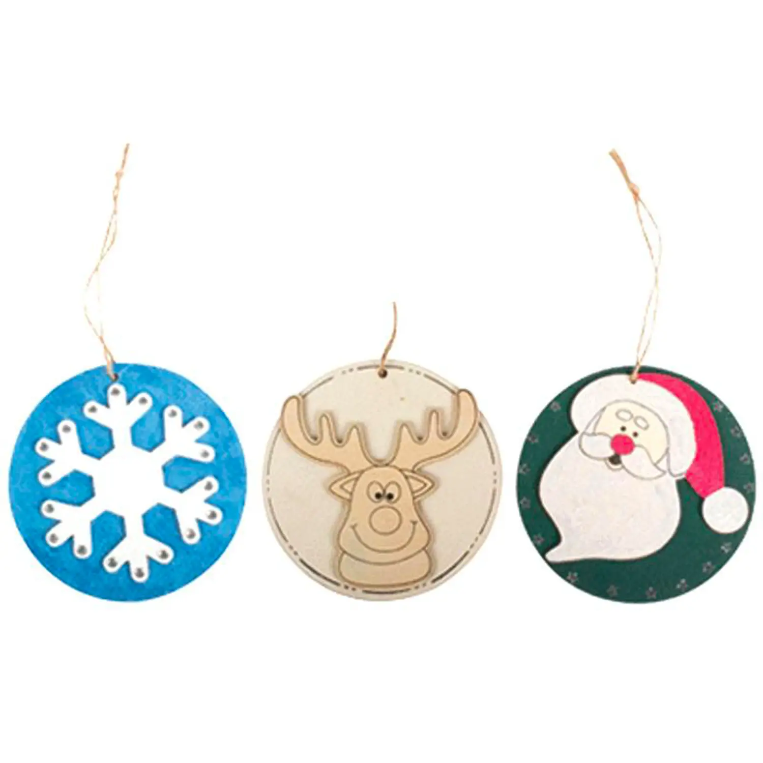 Set 3 Pendenti Natalizi in Legno 70 mm – Personalizza il Tuo Natale con Creatività - Soggetti in legno