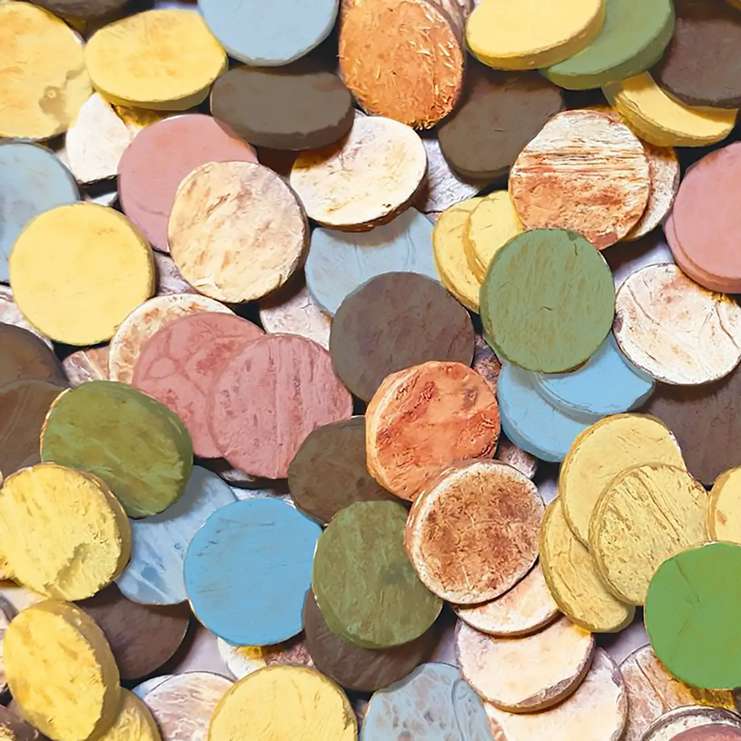 Dischetti di Corteccia di Cocco Colorata – 250 gr - Sviluppo sensoriale
