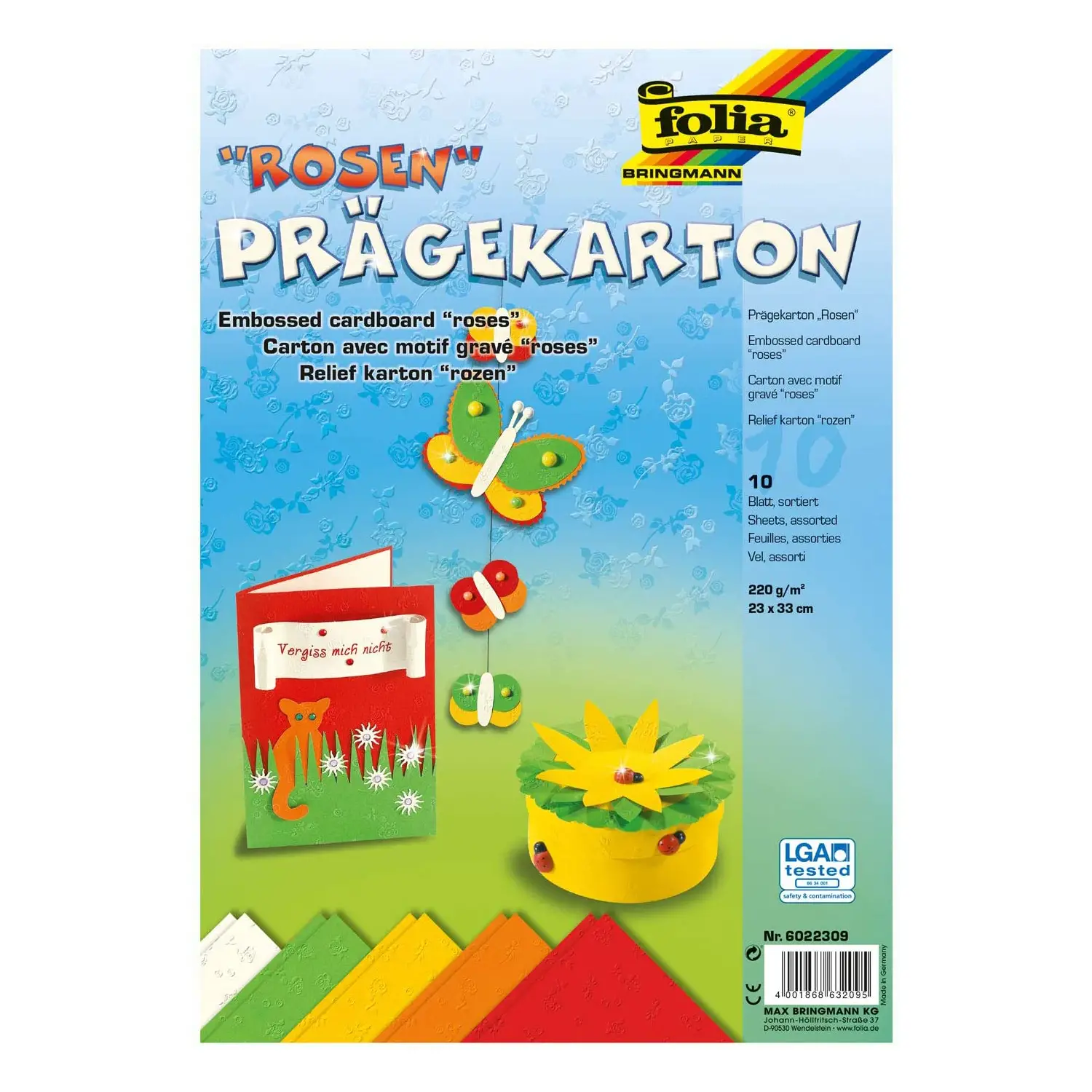 Cartoncino Rose in Rilievo 220 gr/mq cm 23x33 - Carta e cartoncino