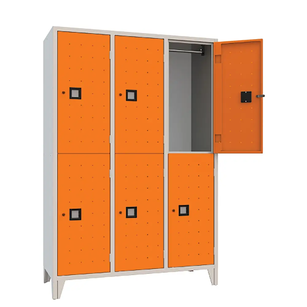 Armadio Casellario 6 Posti con Ante Arancioni – Armadio in Acciaio Conforme CAM - Arredo archivio