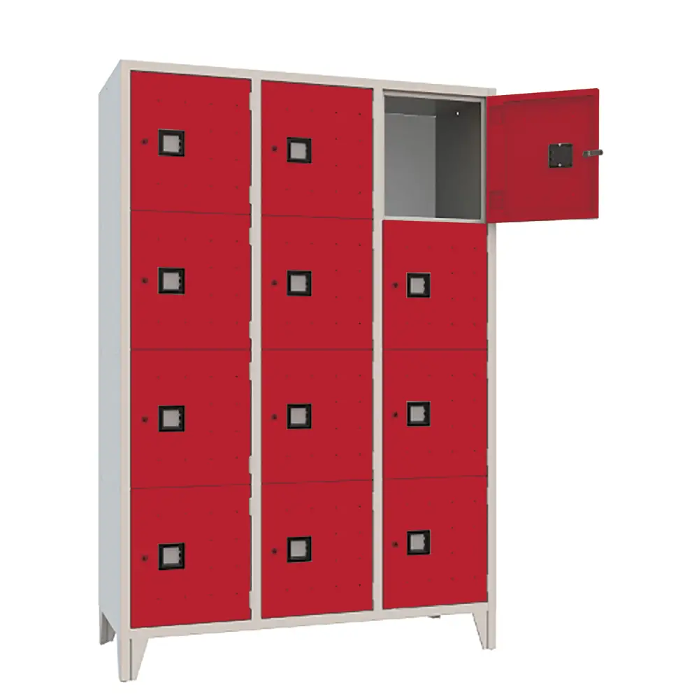 Armadio Casellario Quadro 12 Posti Ante Rosso - Conforme CAM - Arredo archivio
