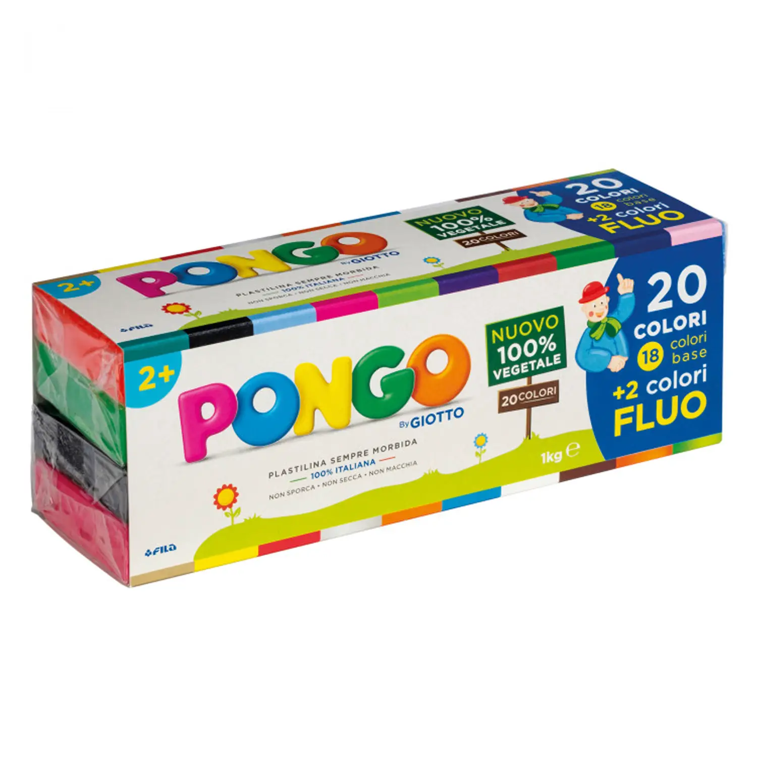 Plastilina Pongo By Giotto – Set 1 kg, 20 Colori | Green e Sicura per Bambini - Paste per modellare