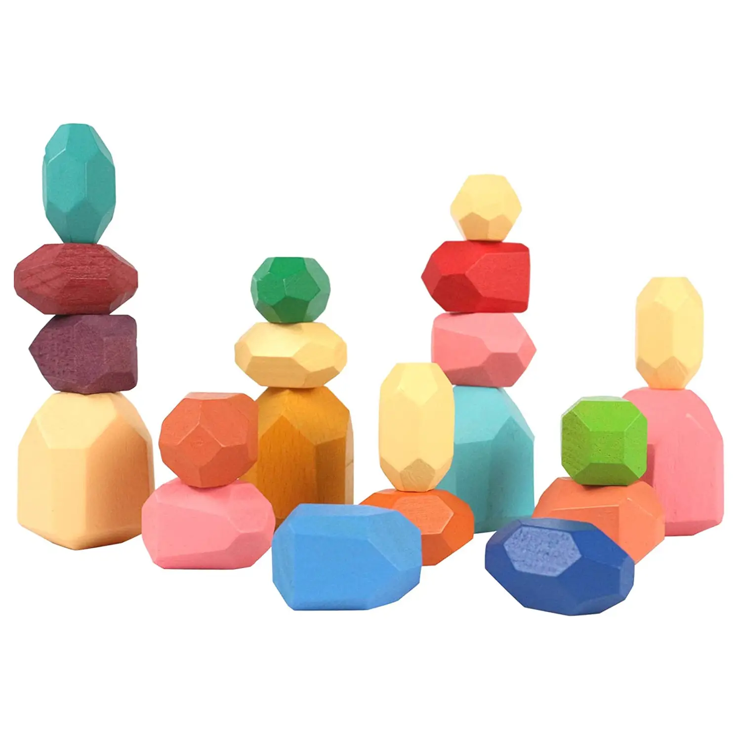 Torri di Sassi in Equilibrio – Set di Gioco Educativo in Legno - Costruzioni in legno