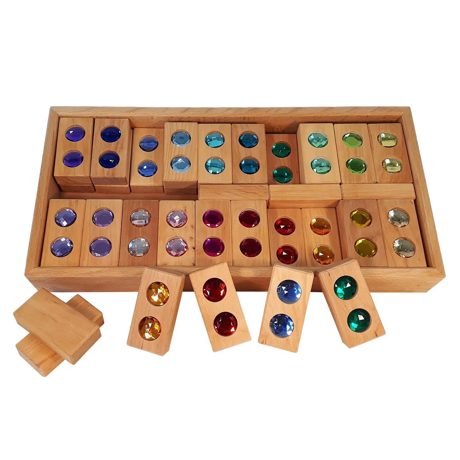 Blocchi in Legno con Pietre Scintillanti – 45 Pezzi - Costruzioni in legno