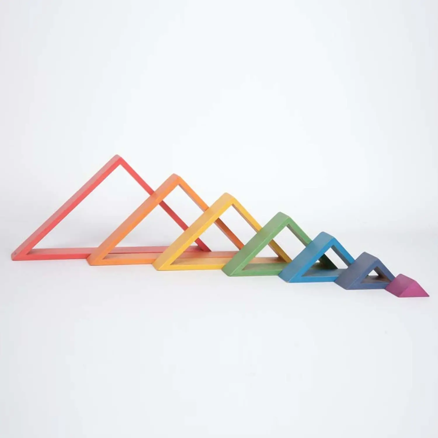 Triangoli Arcobaleno in Legno – Set 7 Pezzi per Costruzioni Creative - Grandezze, forme e colori