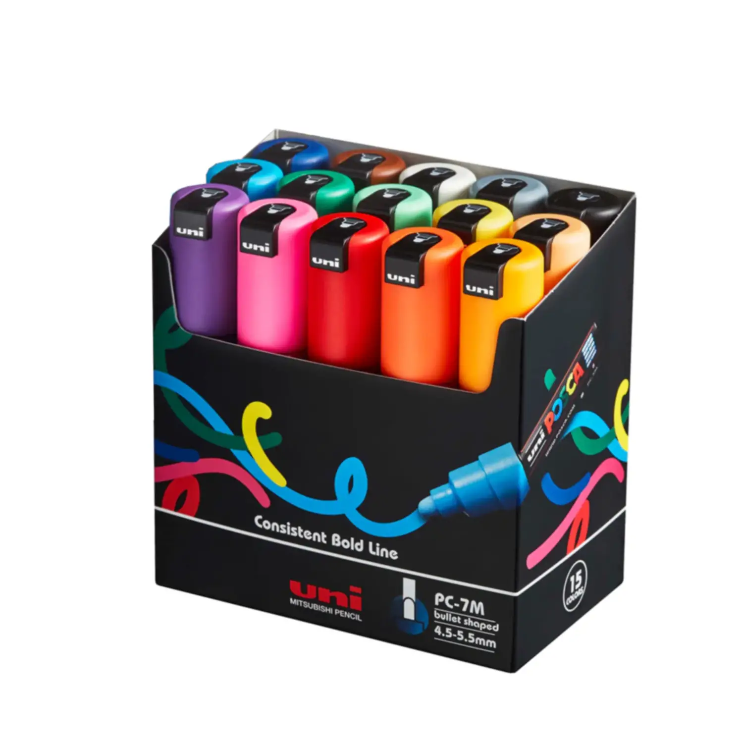 Pennarelli Uni Posca - Punta Tonda Large 5,5 mm – Set 15 Colori Assortiti - Pennarelli