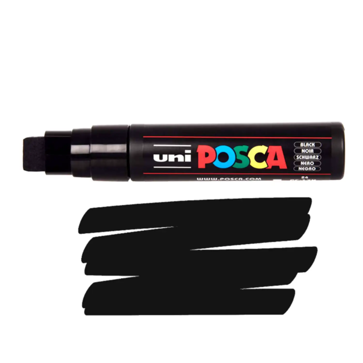 Pennarello Uni Posca Punta Scalpello Extra Large 15 mm - Nero - Pennarelli