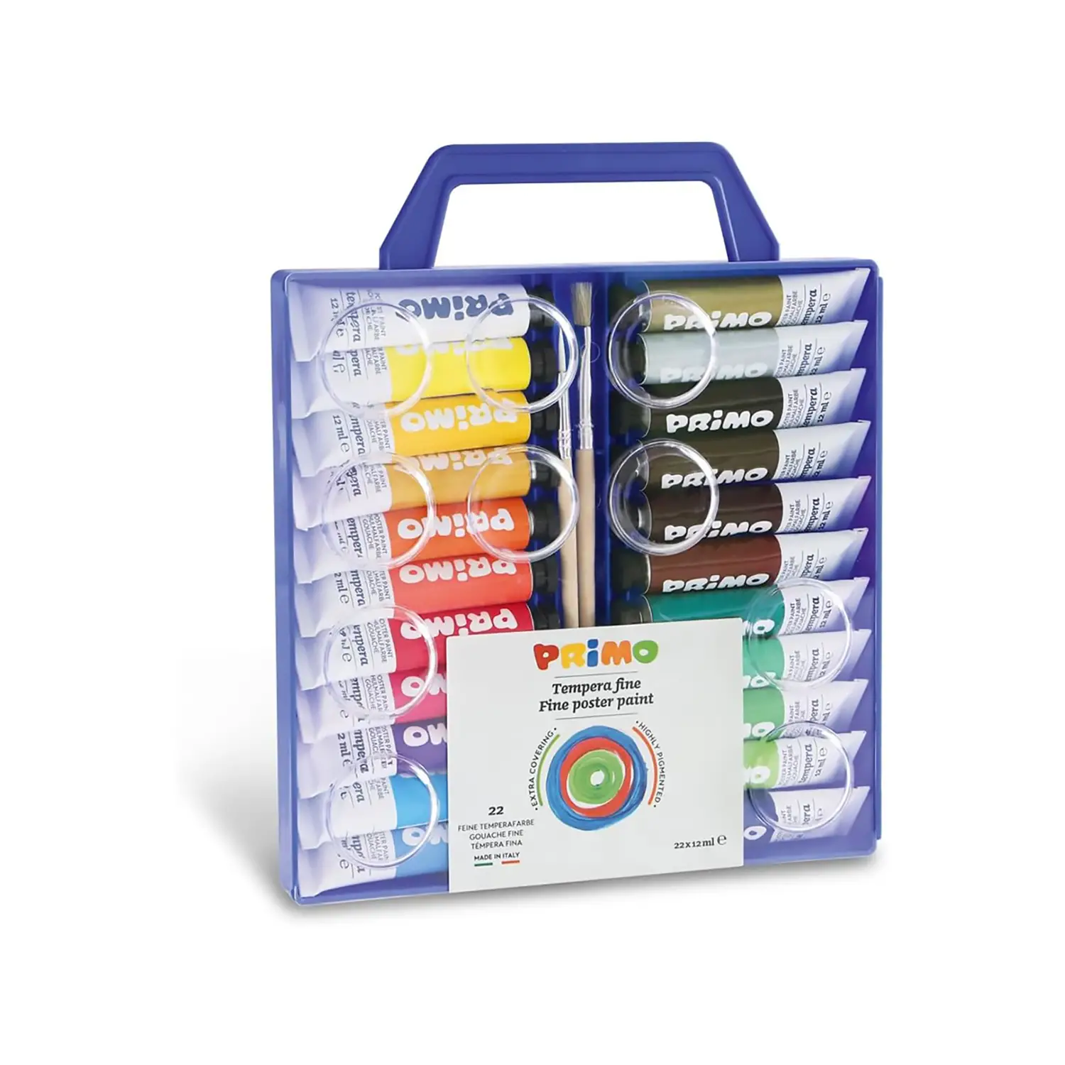 Tempera in Tubetto da 12 ml. Astuccio 22 Colori con 2 Pennelli Inclusi - Tempere