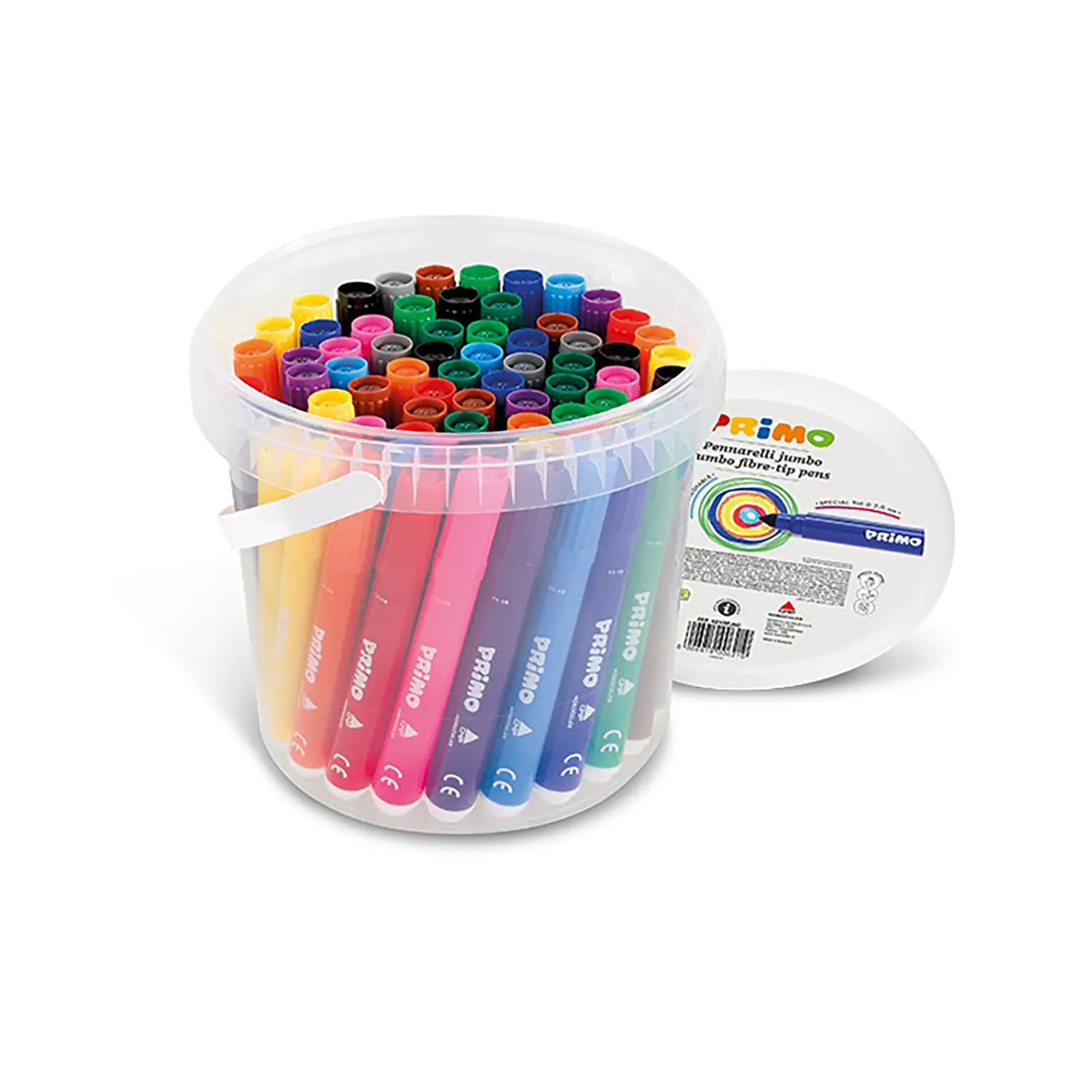 Pennarelli Jumbo Superlavabili – Morocolor Primo – 60 Pezzi in Barattolo in 12 Colori - Pennarelli