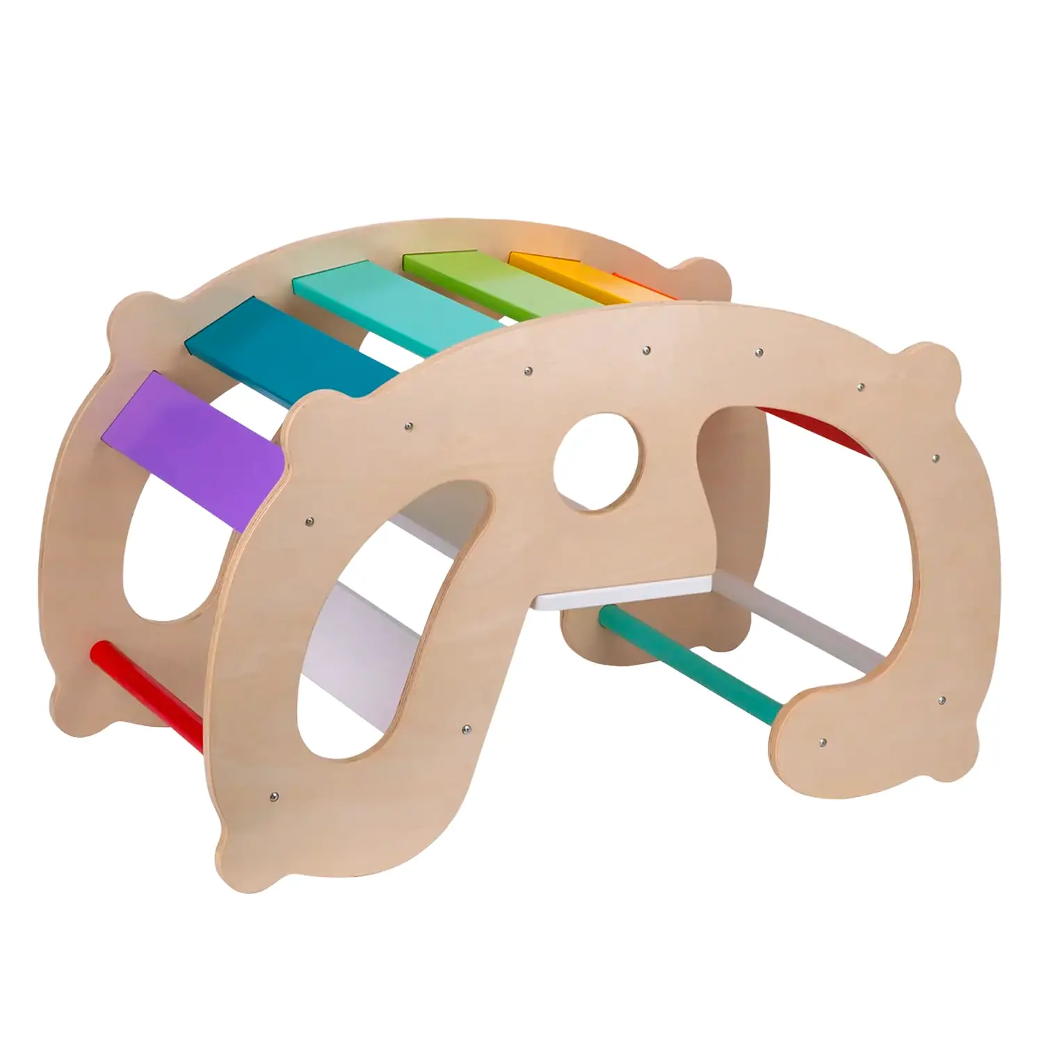 Panca a Dondolo 2-in-1 in Legno con Arrampicatoio, Dondopanca per Bambini - Primi giochi