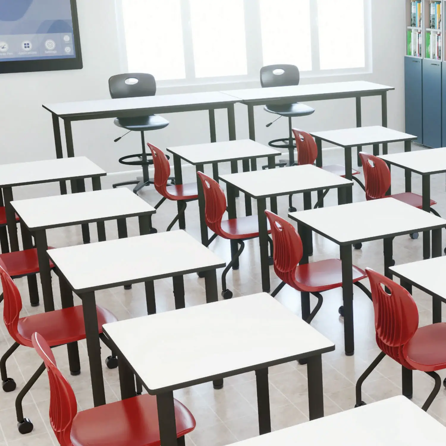 Tavolo Rettangolare Idra cm. 80x60, Altezza Regolabile cm. 52-76 Top Bianco CAM - Arredo serie Aula 3.0