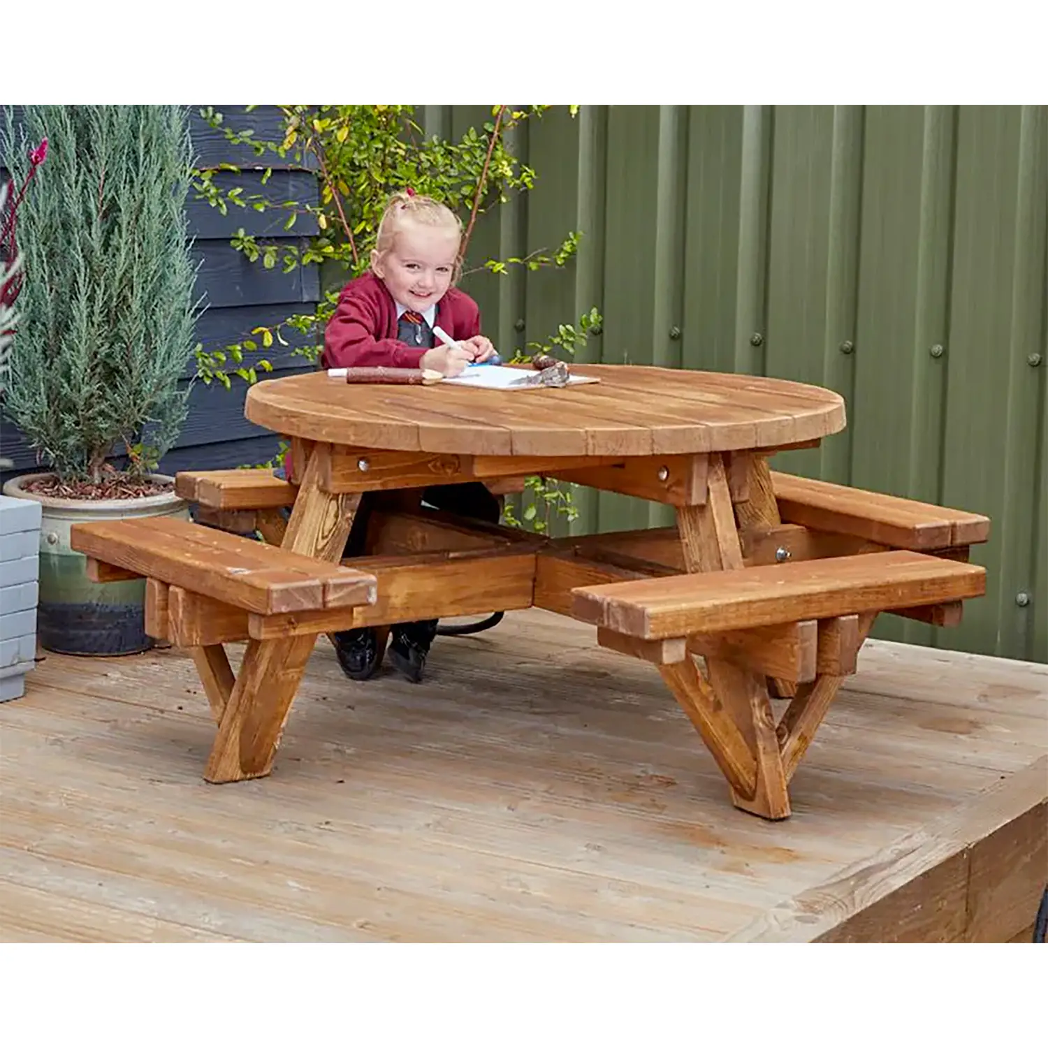 Tavolo Da Picninc Rotondo Con Panche Per 8 Bambini - Palestrine