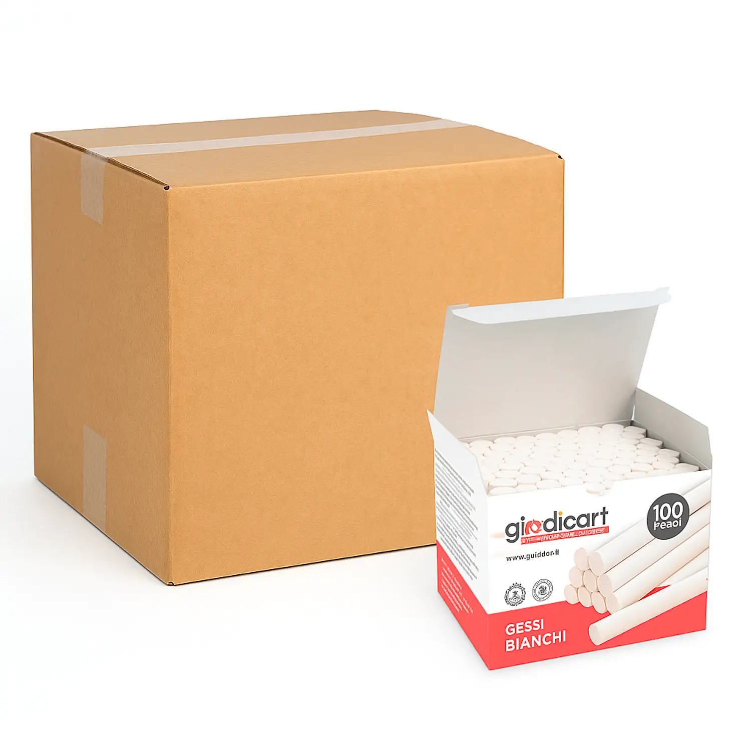 Gessi Bianchi Tondi Antipolvere Anallergici, Carbonato di Calcio, Pacco Scuola 1600 Pezzi - Gessi e accessori per lavagne