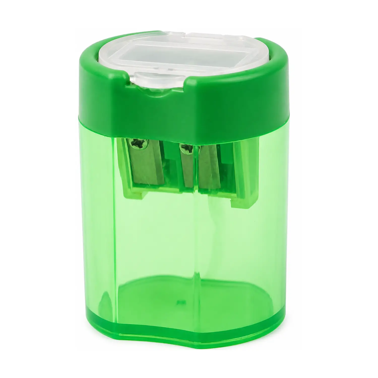 Temperamatite 2 Fori Con Contenitore Verde Confezione 12 Pz. - Matite Temperini Gomme