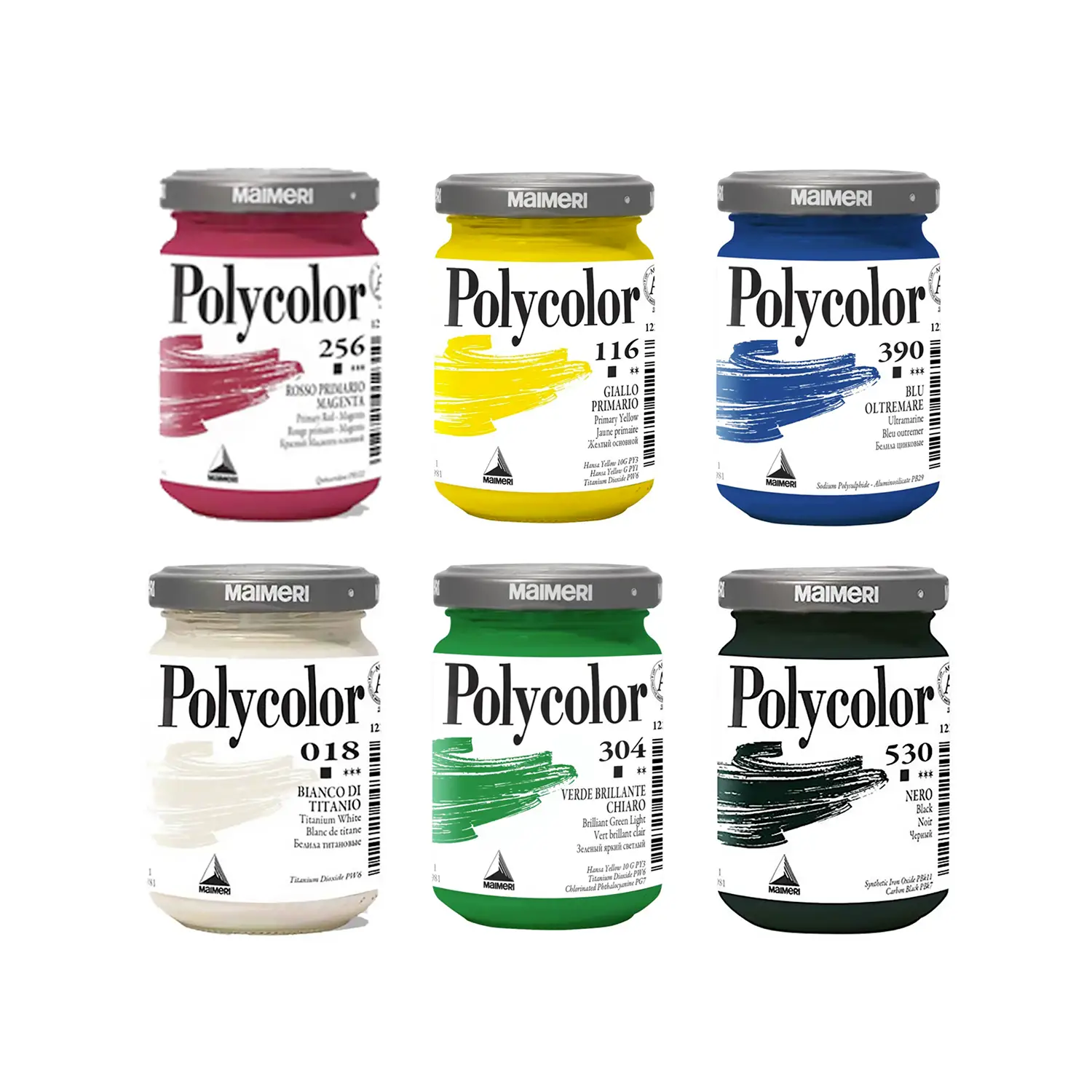 Set 6 Colori Acrilici Polycolor Maimeri - 140 ml - Tempere