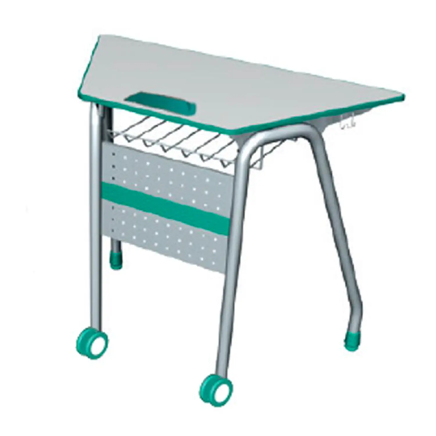 Banco Trapezoidale Misura 5 H 64 cm. Grigio Verde 2 Pezzi - Arredo scuola dell'obbligo