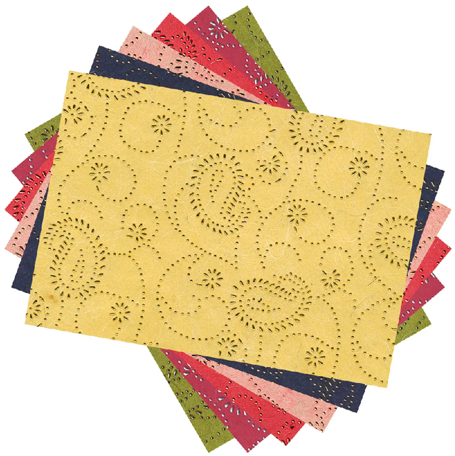 Carta Seta con Rilievi Foglie - 23x33 cm - Confezione 10 Fogli Assortiti - Carta e cartoncino