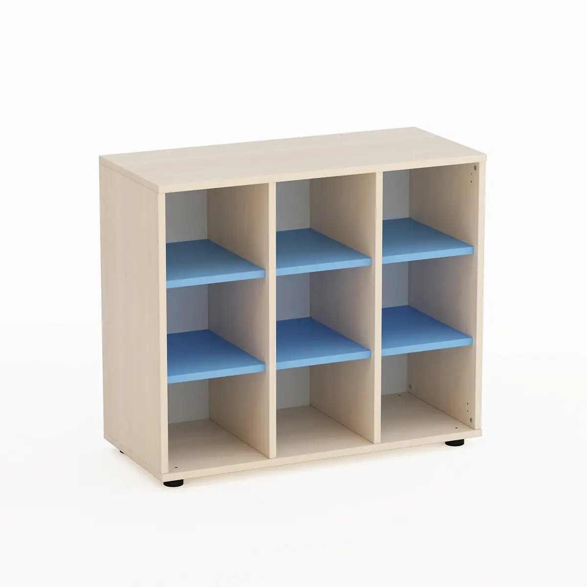 Mobile Kubò Betulla 9 Caselle H 75 Cm Ripiani Blu Orizzonte | Conforme CAM - Arredo Nido e Infanzia