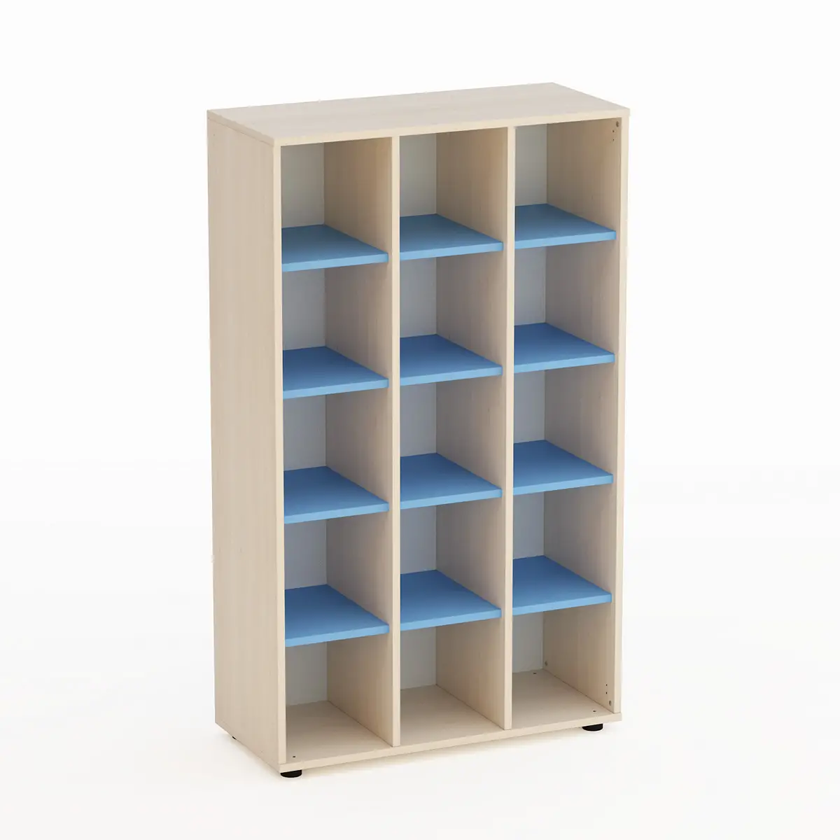 Mobile Scuola Kubò Betulla 15 Caselle H 150 cm – Blu Orizzonte | Conforme CAM - Arredo Nido e Infanzia