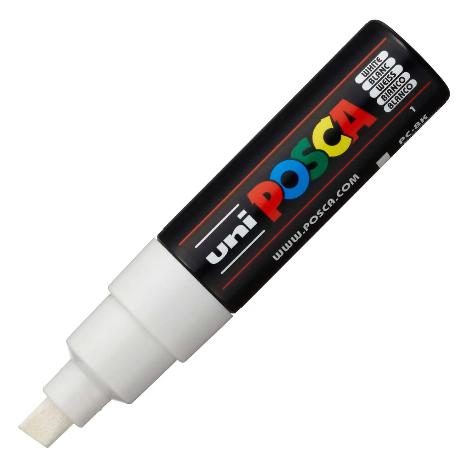 Pennarello Uni Posca Marker - Punta Scalpello 8 mm - Bianco - Pennarelli