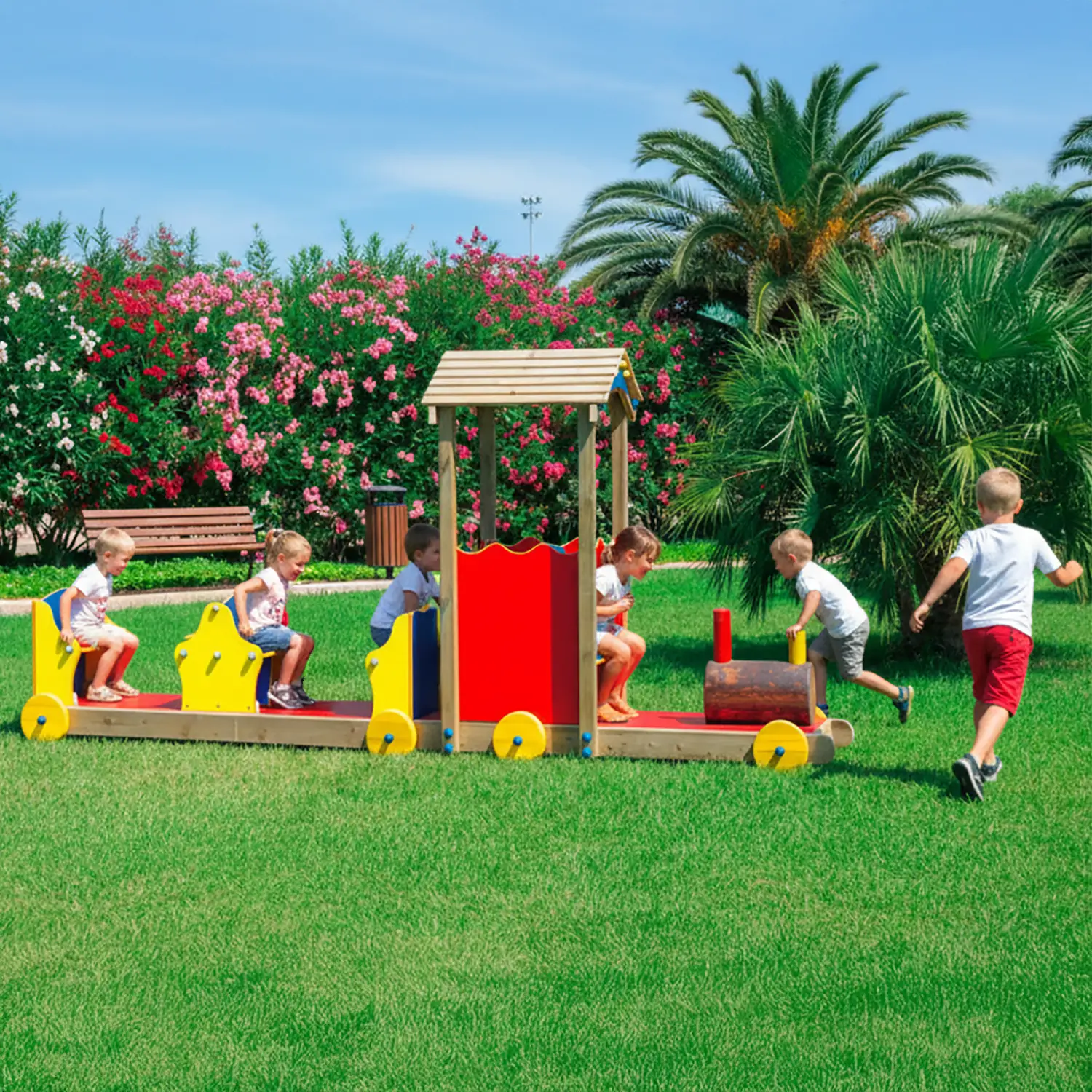 Trenino in Legno da Esterno – Gioco Sicuro e Divertente per Bambini - Playgrounds e giostre